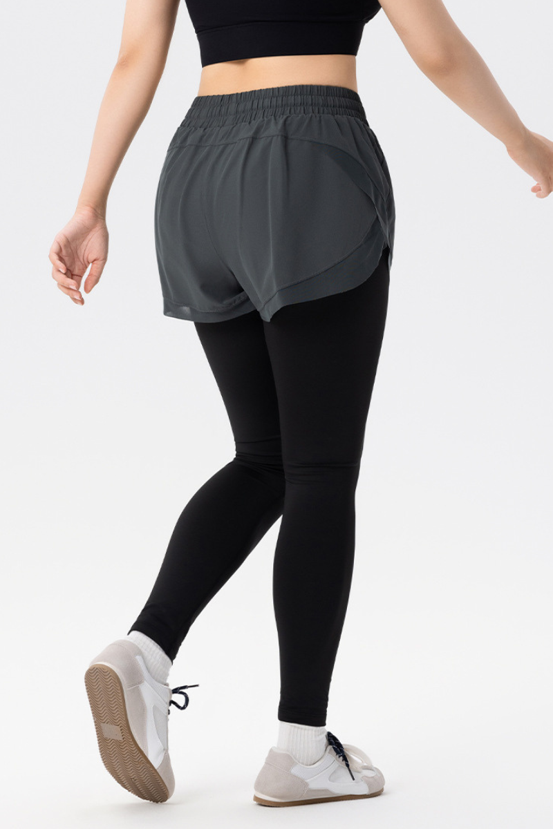 Plus Size Athletic Women's 2-in-1 Quick Dry Running Leggings