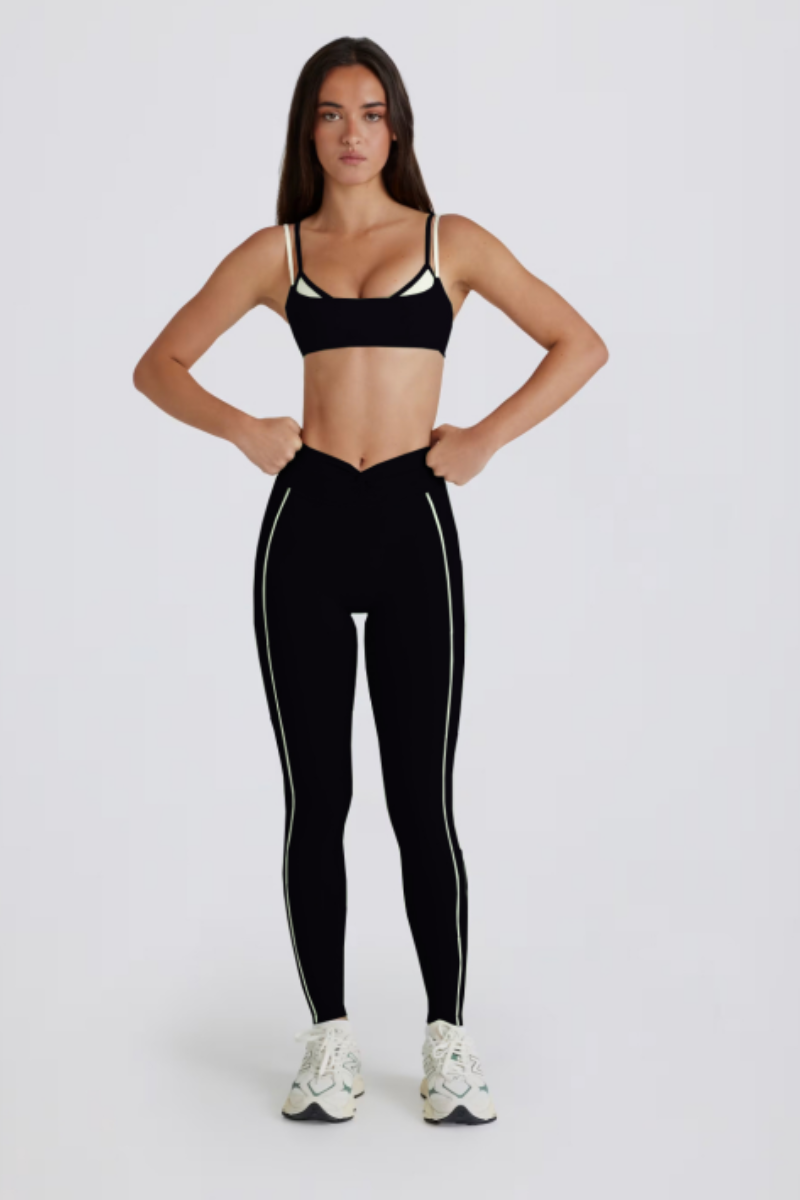 Women's Color Block Twist-Back Bra & Yoga Leggings Set