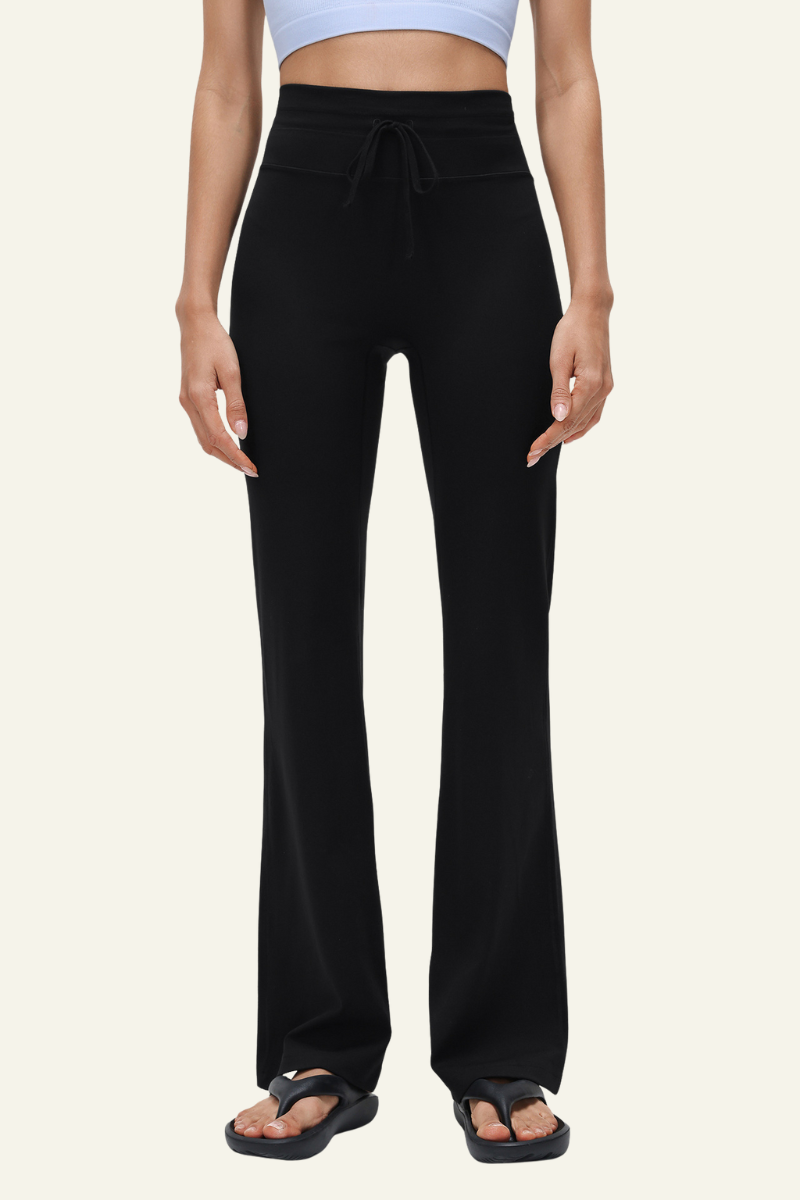 Women's Athletic High-Waist Drawstring Flared Yoga Pants.
