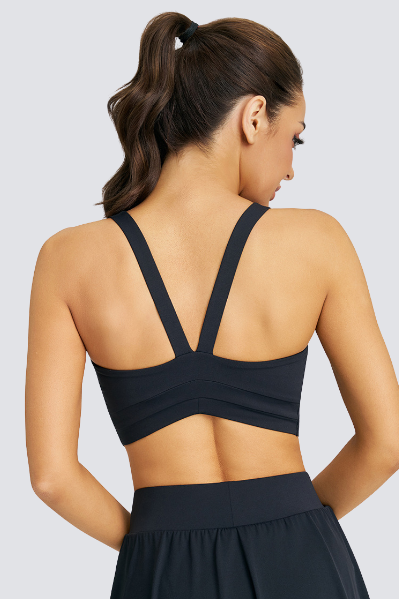 Women's Athletic V-Back Slim Fit Solid Yoga Bra
