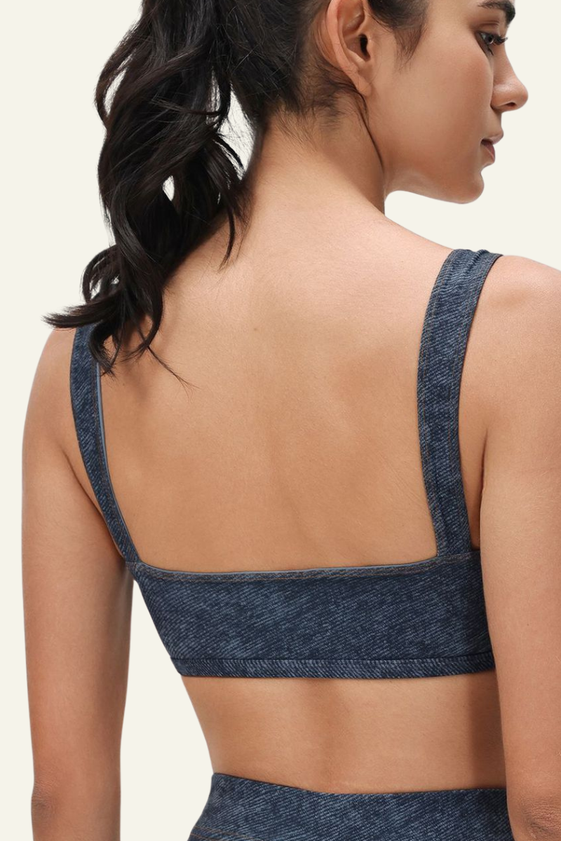 Women's Athletic V-neck Wide Shoulder Straps Bra