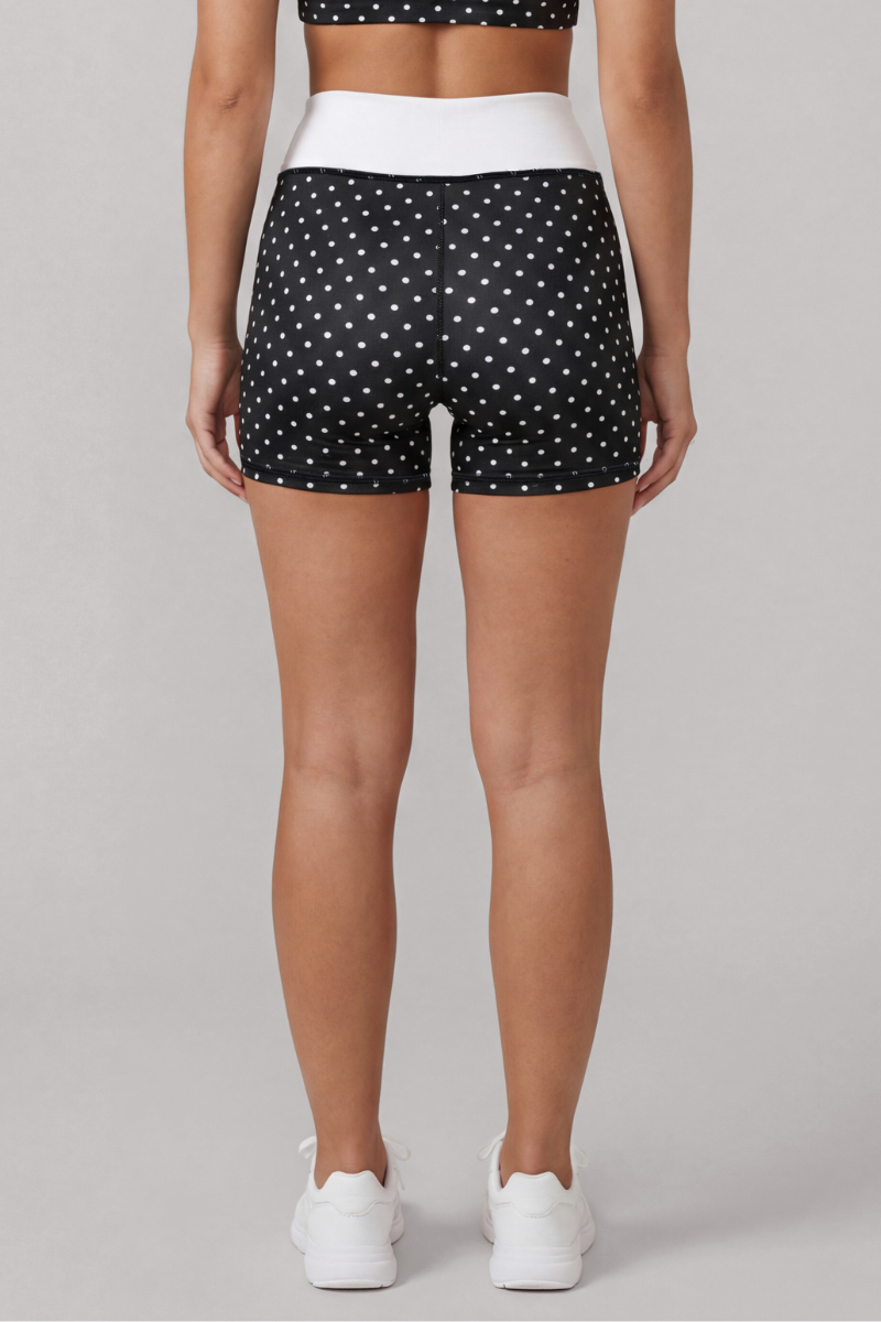 Women's Color Block Polka Dot High Waist Bike Shorts