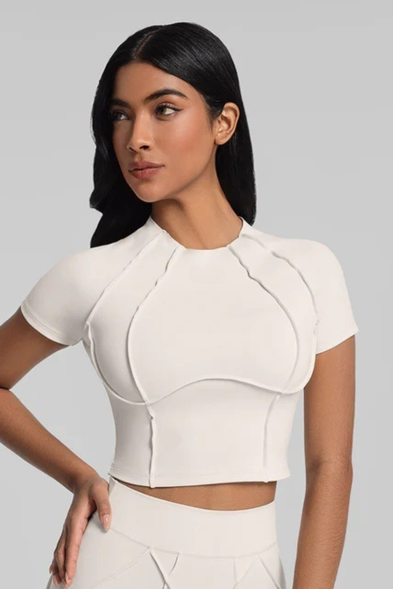 Women's Athletic Seam Detail Cropped Naked Feel Yoga T-shirt
