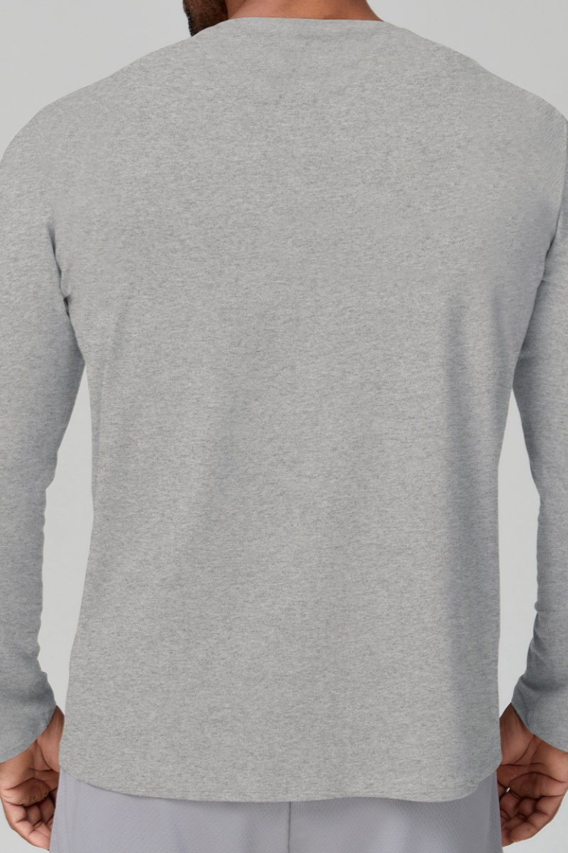 Men's Summer Crew Neck Skin-Friendly Solid Long Sleeve Athletic Top