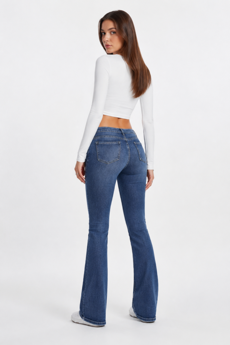 Women's High Waist Stretch Slim Flare Jeans