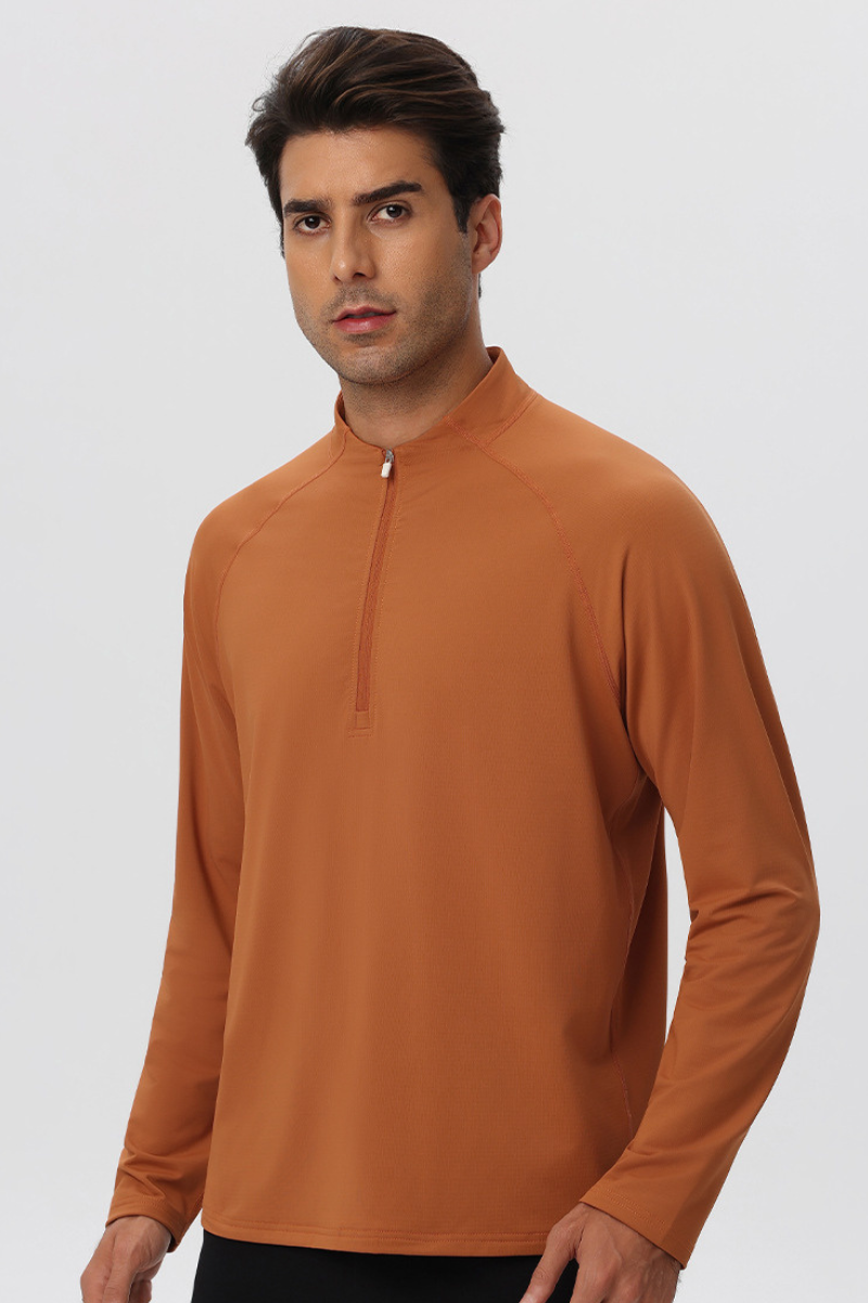 Men's Half Zip Raglan Quick Dry Athletic Long Sleeve T-Shirt