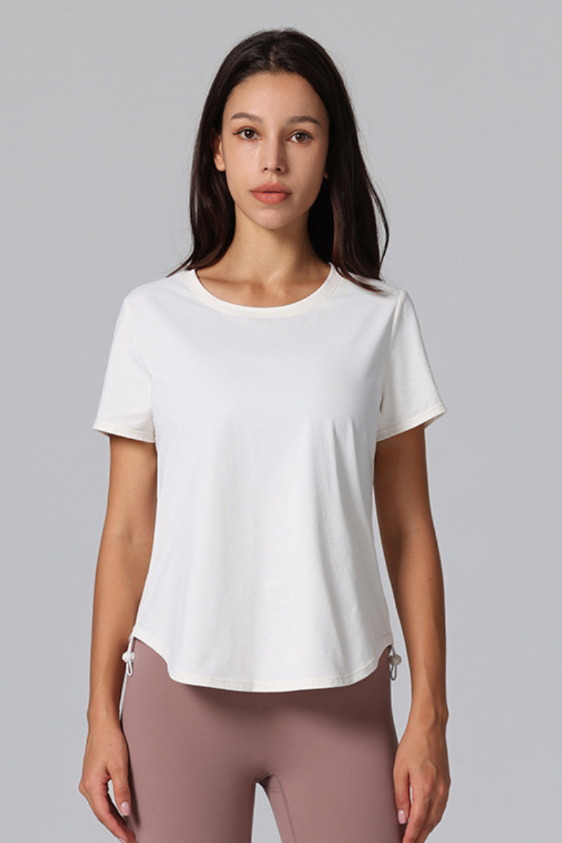Women's Breathable Side Drawstring Slimming Workout T-Shirt
