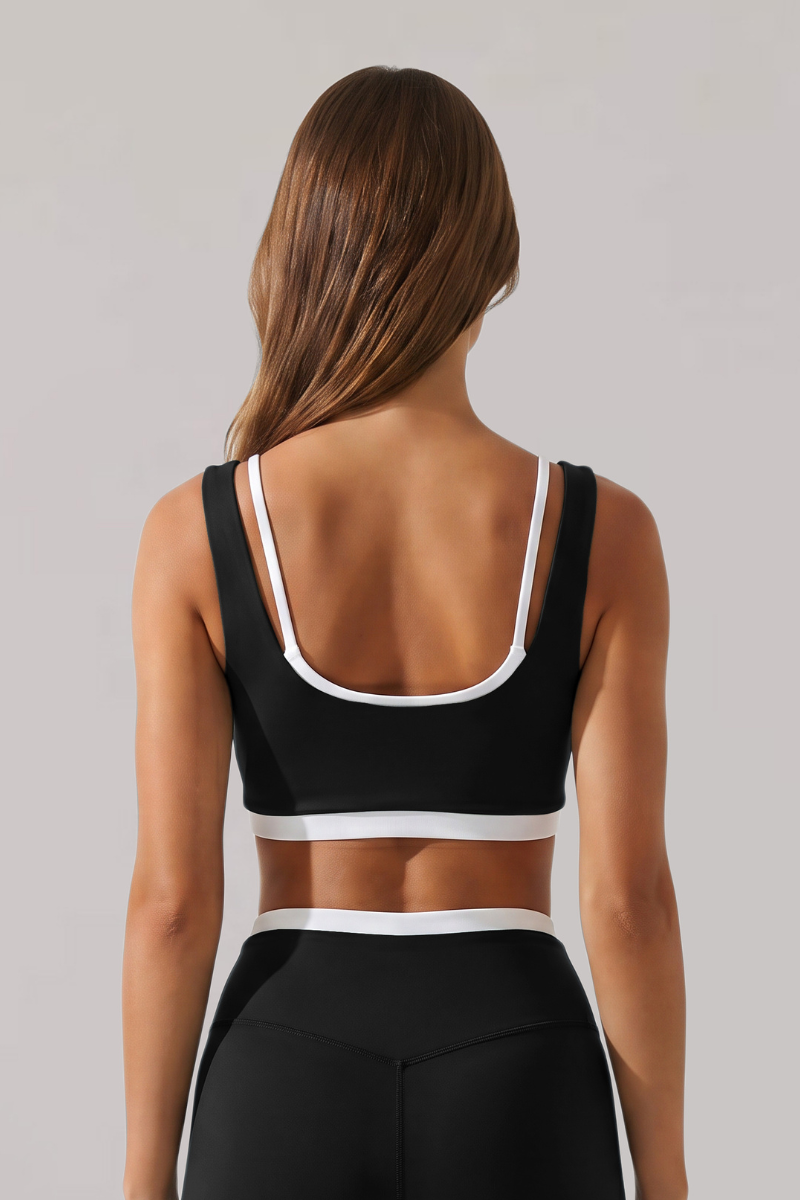 Women's Color Block Wide Strap Sports Yoga Bra