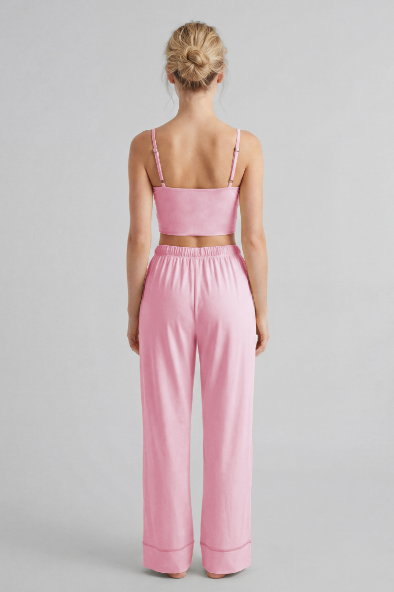Women's Faux Two-Piece Strap Tank Top And Wide-Leg Pants Set