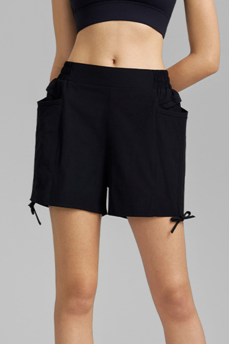 Women's  Lightweight Side Drawstring Pleated Quick Dry Athletic Shorts