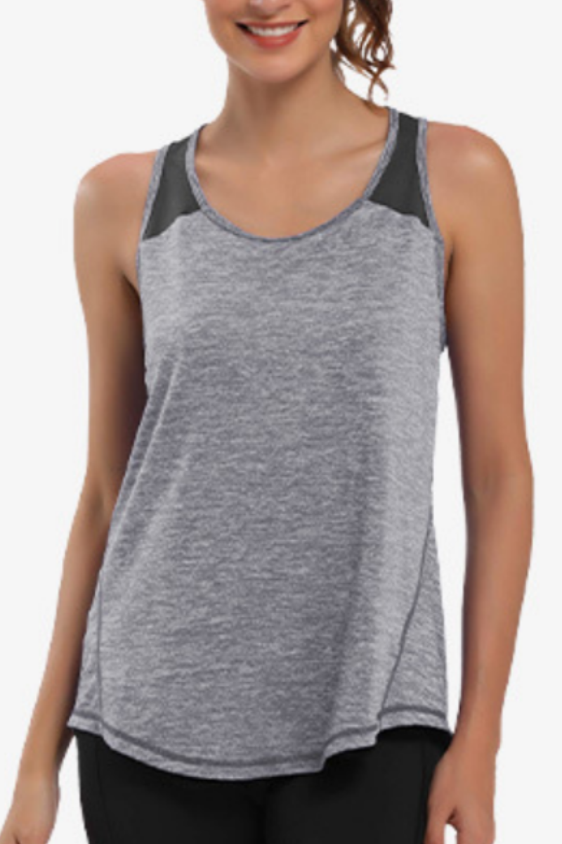 Women's Mesh Panel Racerback Quick Dry Athletic Tank Top