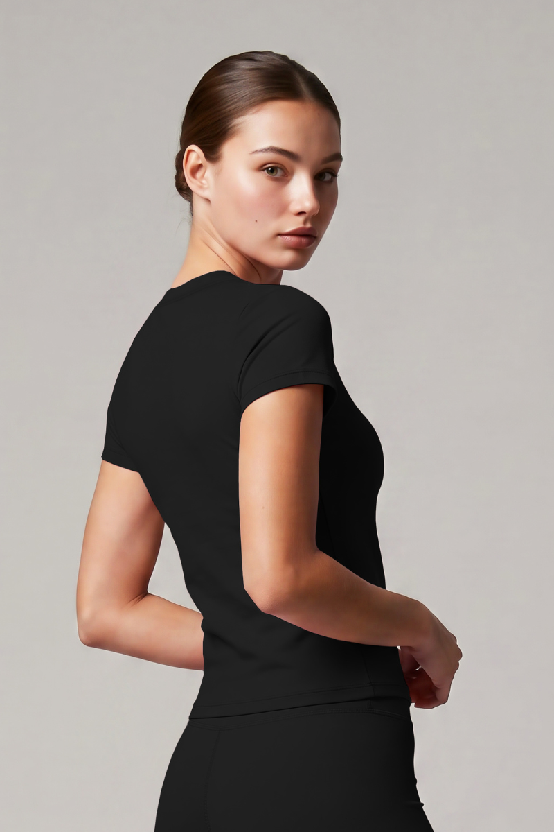 Women's Athletic Crew Neck Fitted Solid Workout Tee