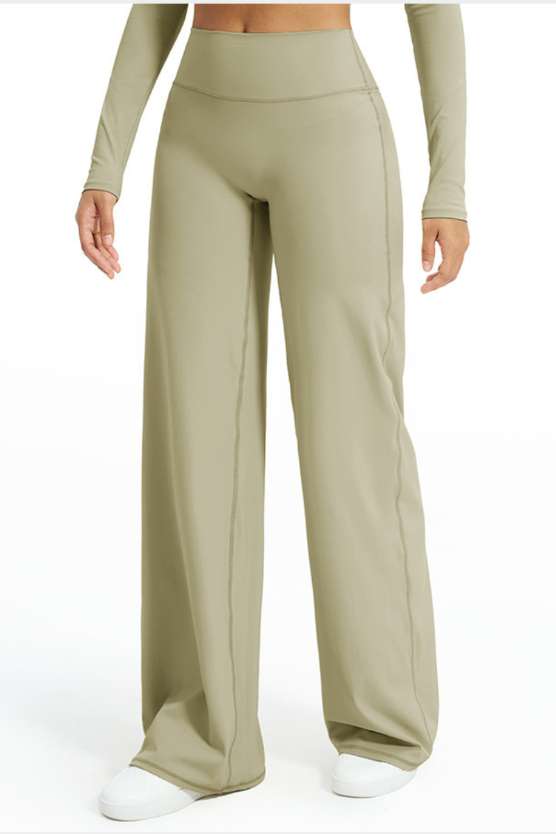 Women's Brushed Wide Waistband Draped Wide Leg Pants