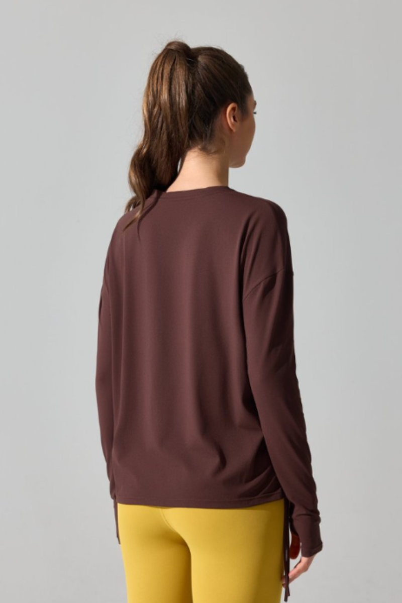 Women's Double Side Drawstring Thumb Hole Long Cover-Up