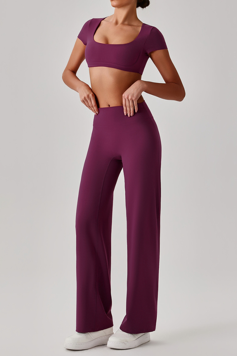 Women's  Quick Dry T-shirt & No Front Seam Yoga Pants Set