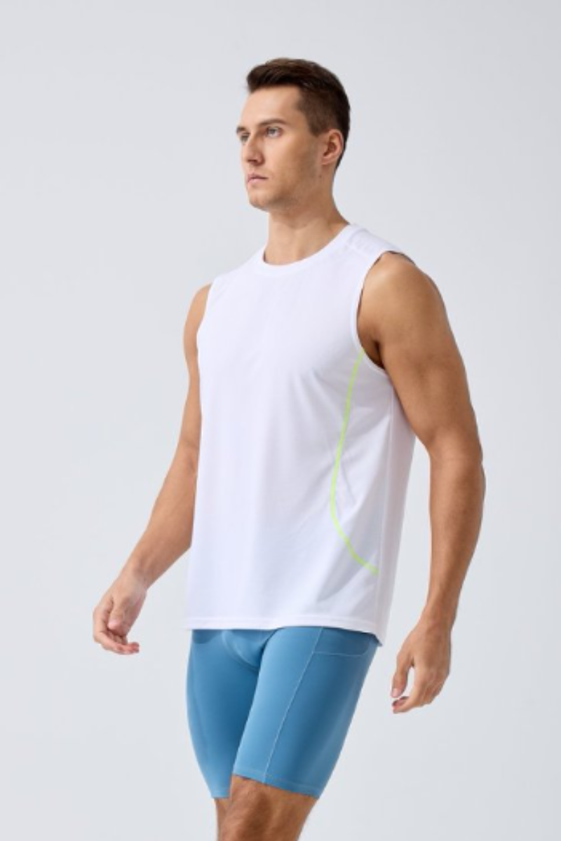 Men's Contrast Stitch Dry Crew Neck Sleeveless Tank Top