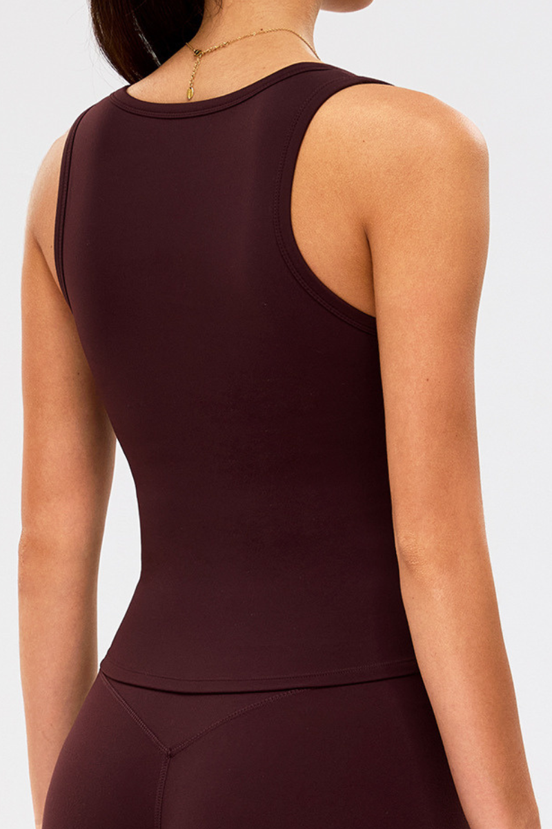 Women's Athletic Wide Shoulder Straps Solid Yoga Tank Top