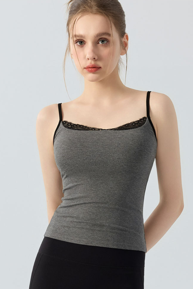 Women's Athletic Lace Contrast Thin Strap Slim Cami Top