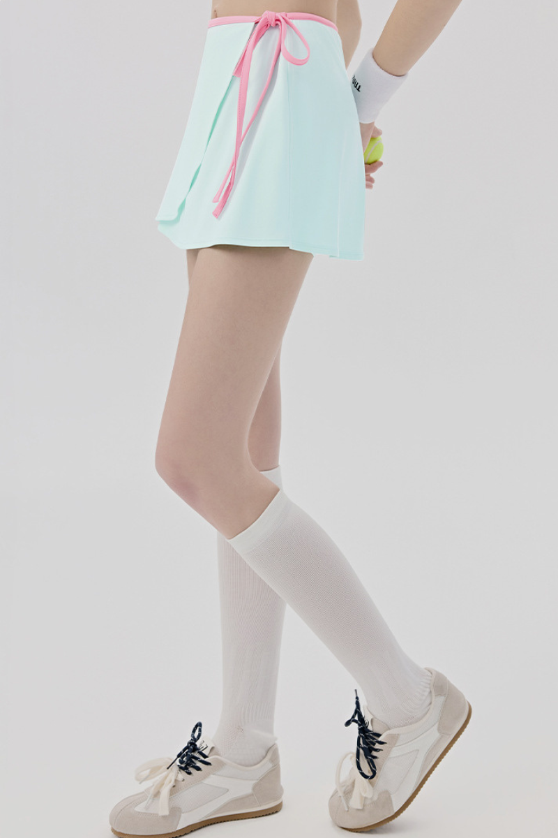Women's Color-block Tie-waist Anti-exposure Sports Skirt