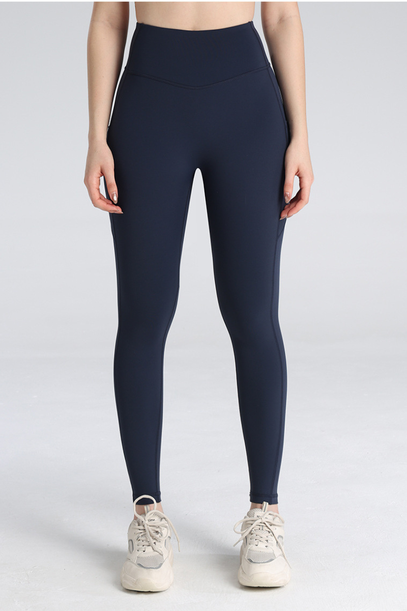 Women's High Waist Pleated Buttock Lift Pocket Yoga Leggings