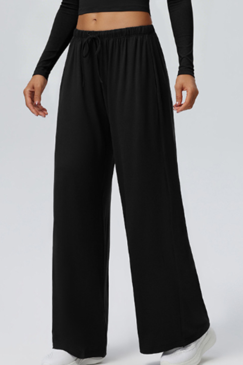 Women's Drawstring High Waist Drape Wide Leg Casual Pants