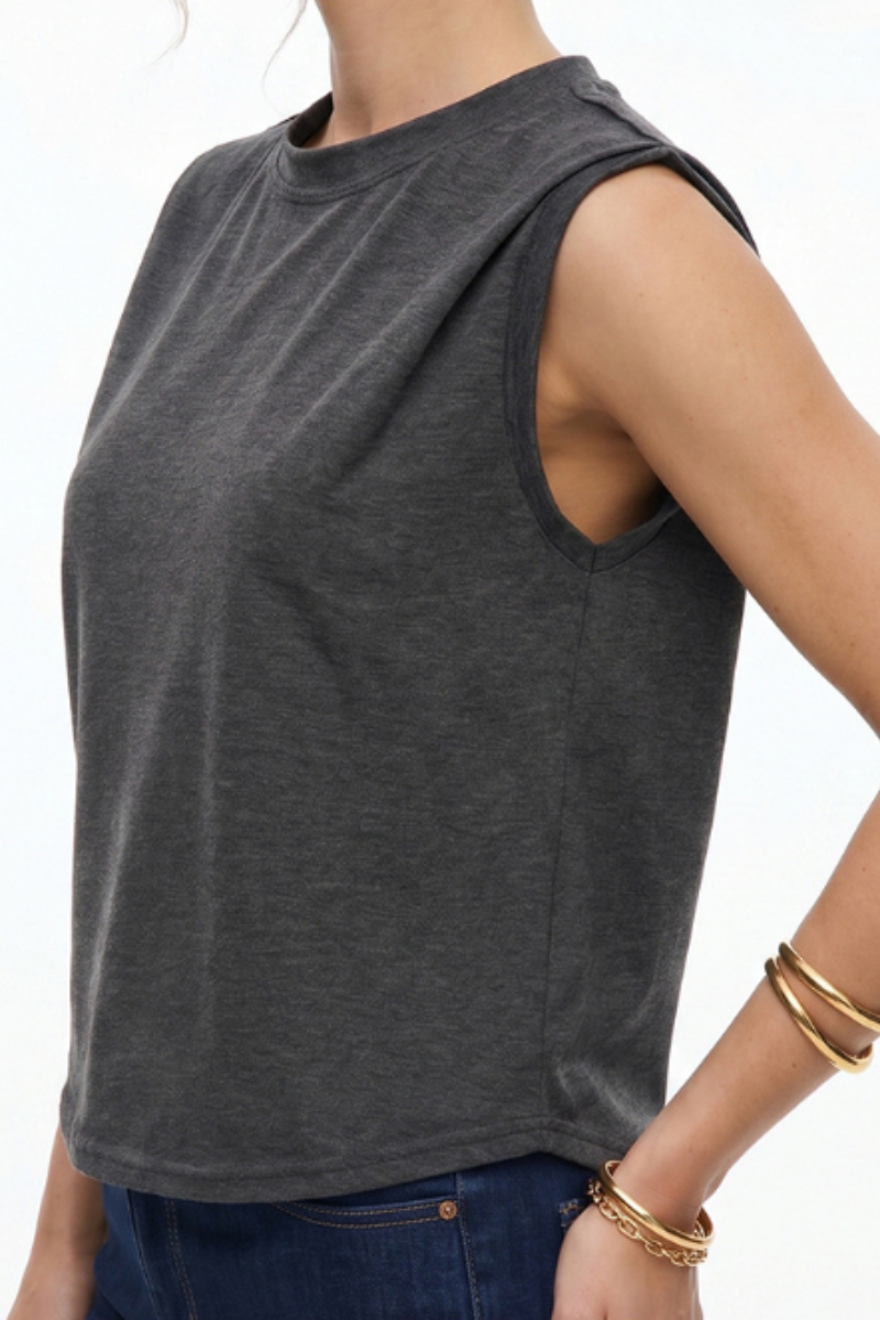 Women's Casual Loose Crewneck Patchwork Sleeveless Sports Tank Top