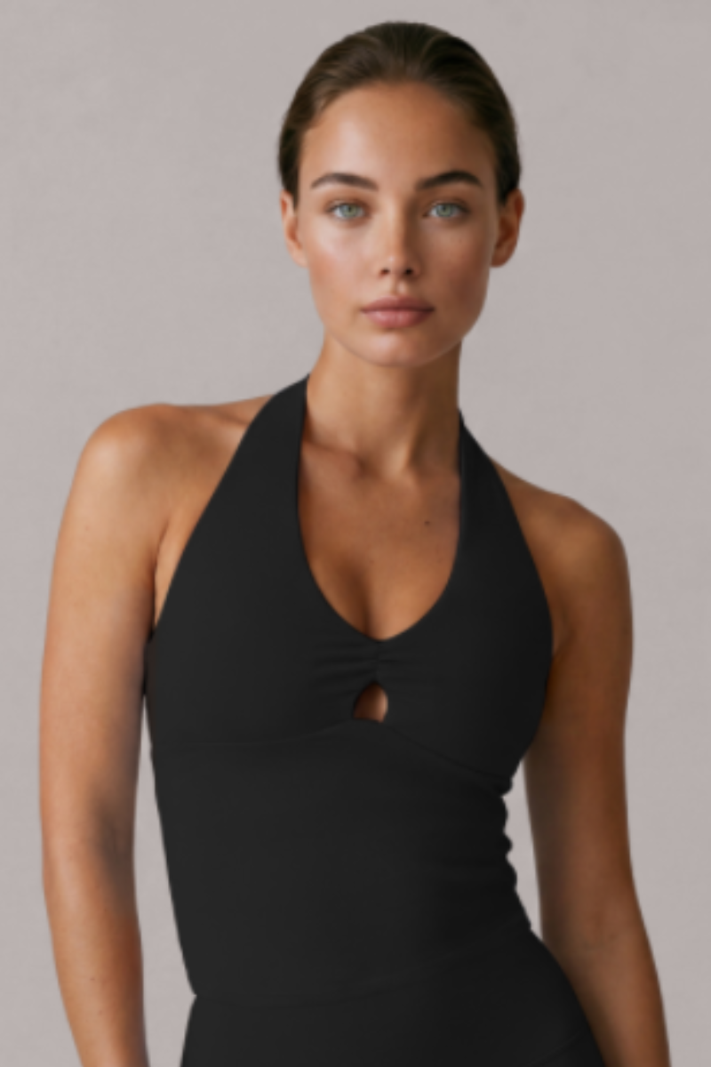 Women's Halter Cutout Ruched Yoga Tank Top