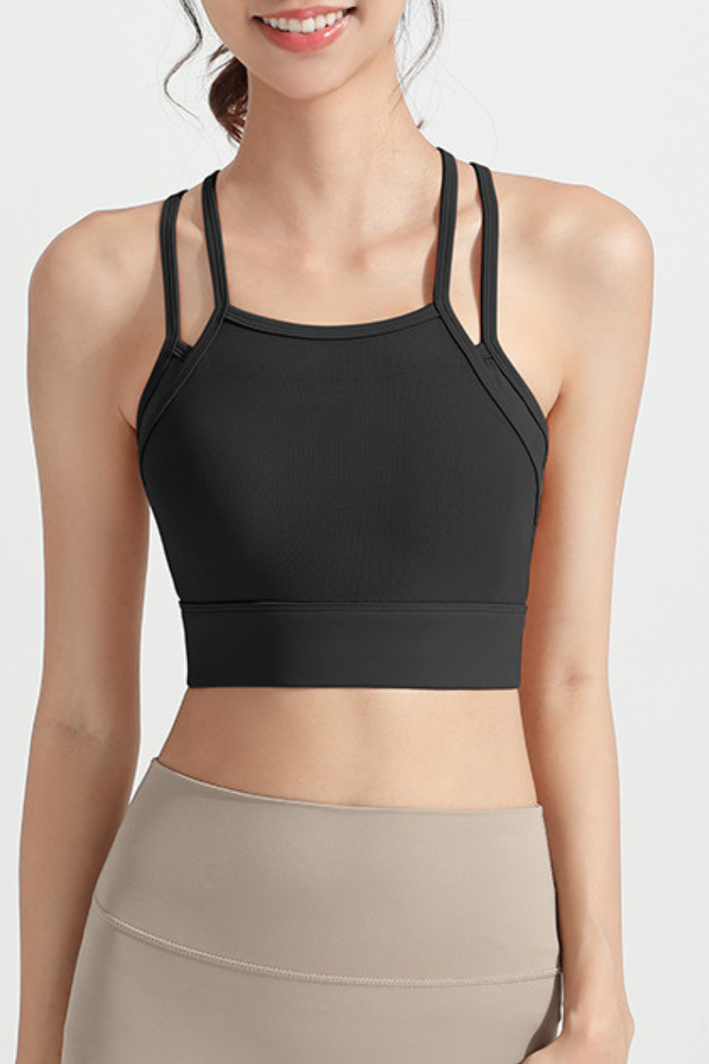Women's Fake Two-Piece Antibacterial Naked Feel Sports Bra