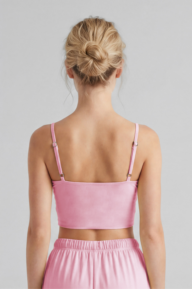 Women's Fake Two-Piece Cami Tank Top With Built-In Pads