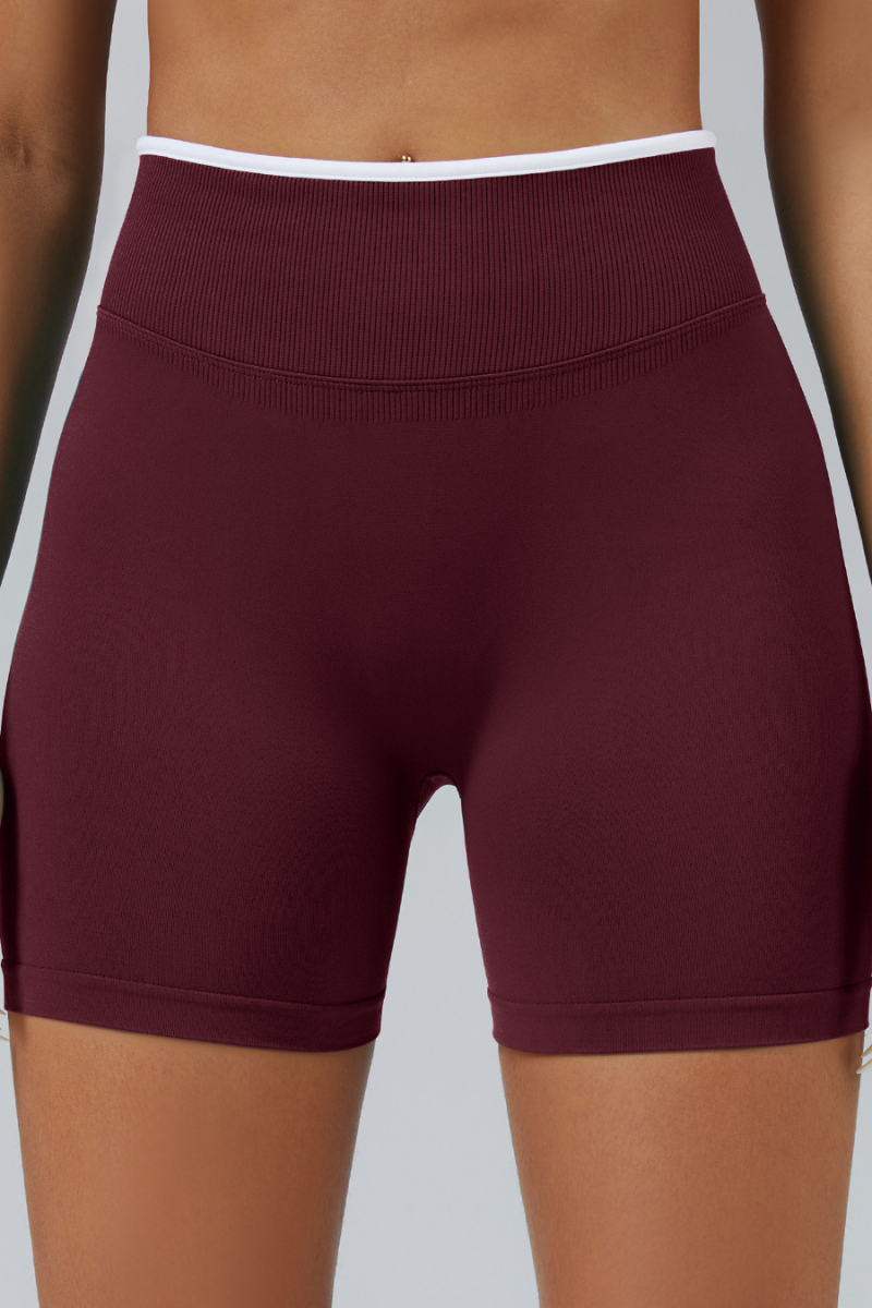 Women's Color Contrast Trim Seamless 3 Inch Yoga Shorts