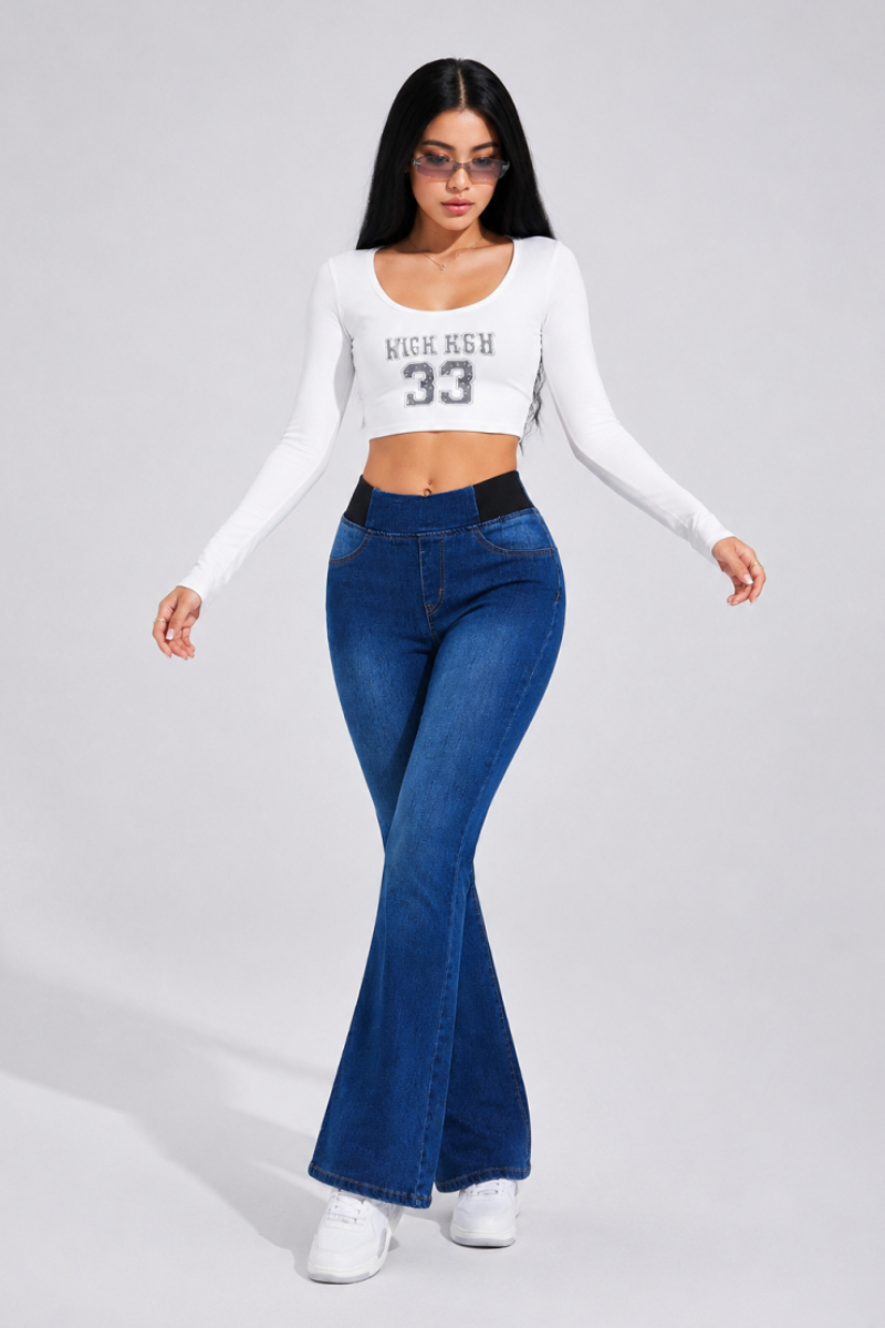 Women's High Waist Stretch Flare Jeans