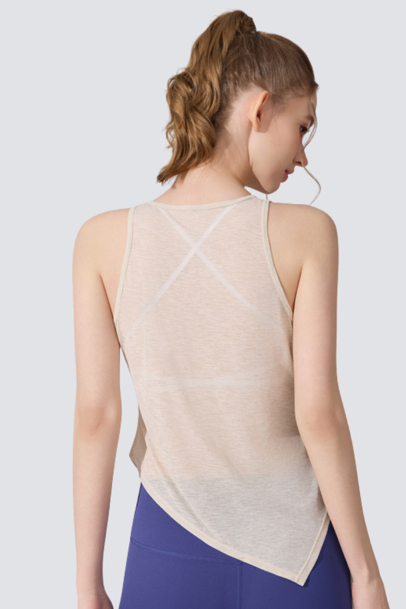 Women's  Summer Side Drawstring Sheer Breathable Tank Top