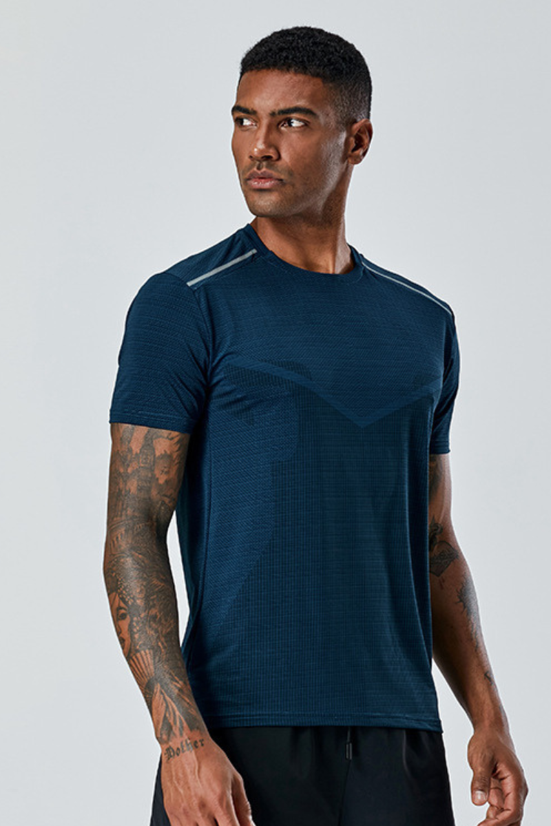 Men's Summer Mesh Reflective Stripe Quick Dry Sports T-shirt