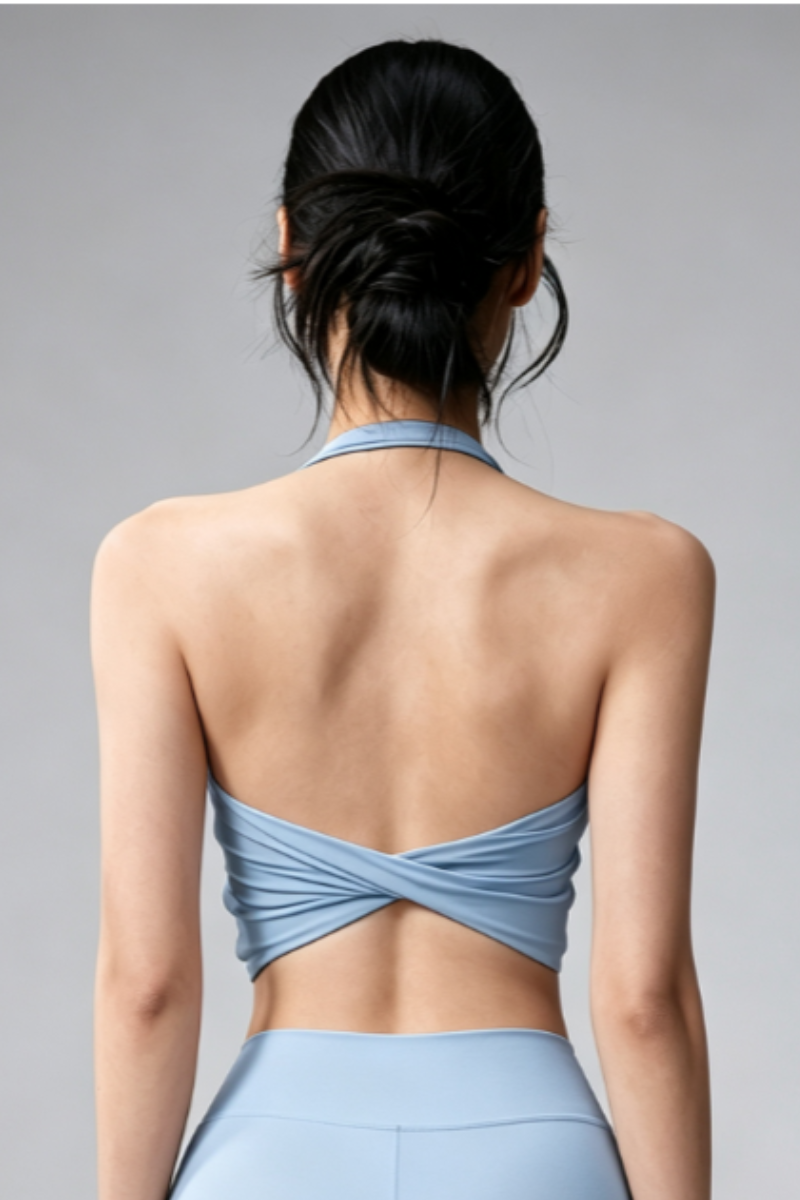 Women's Halterneck Twist Back Yoga Sports Bra