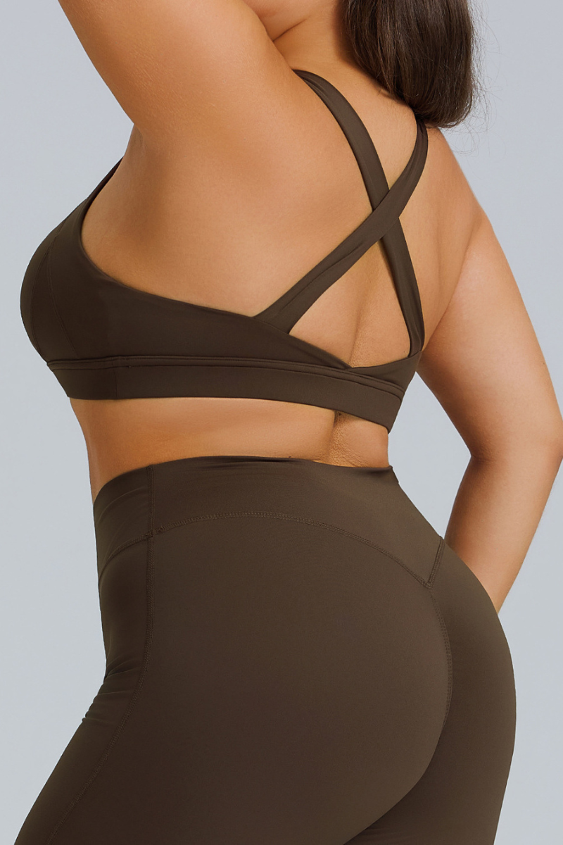 Plus Size Women's  U-neck Cross Back Athletic Bra
