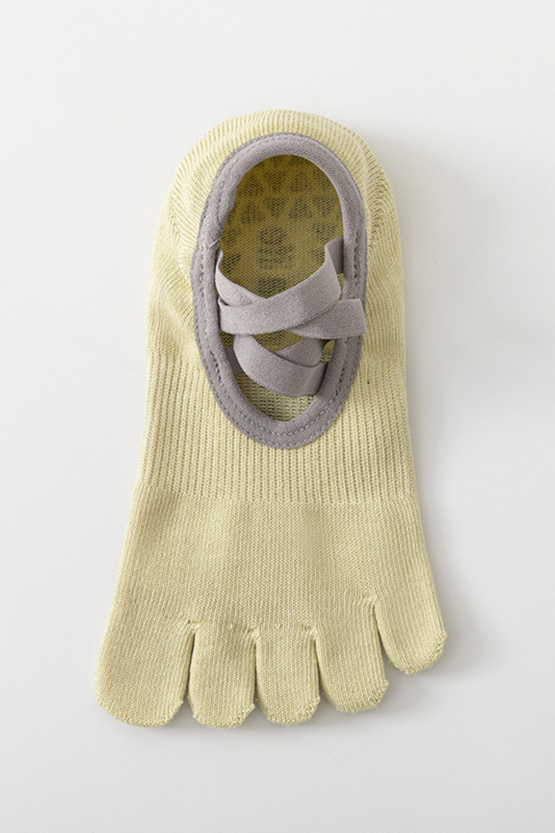 Women's Crisscross Strap Toe-Separated Non-Slip Yoga Socks