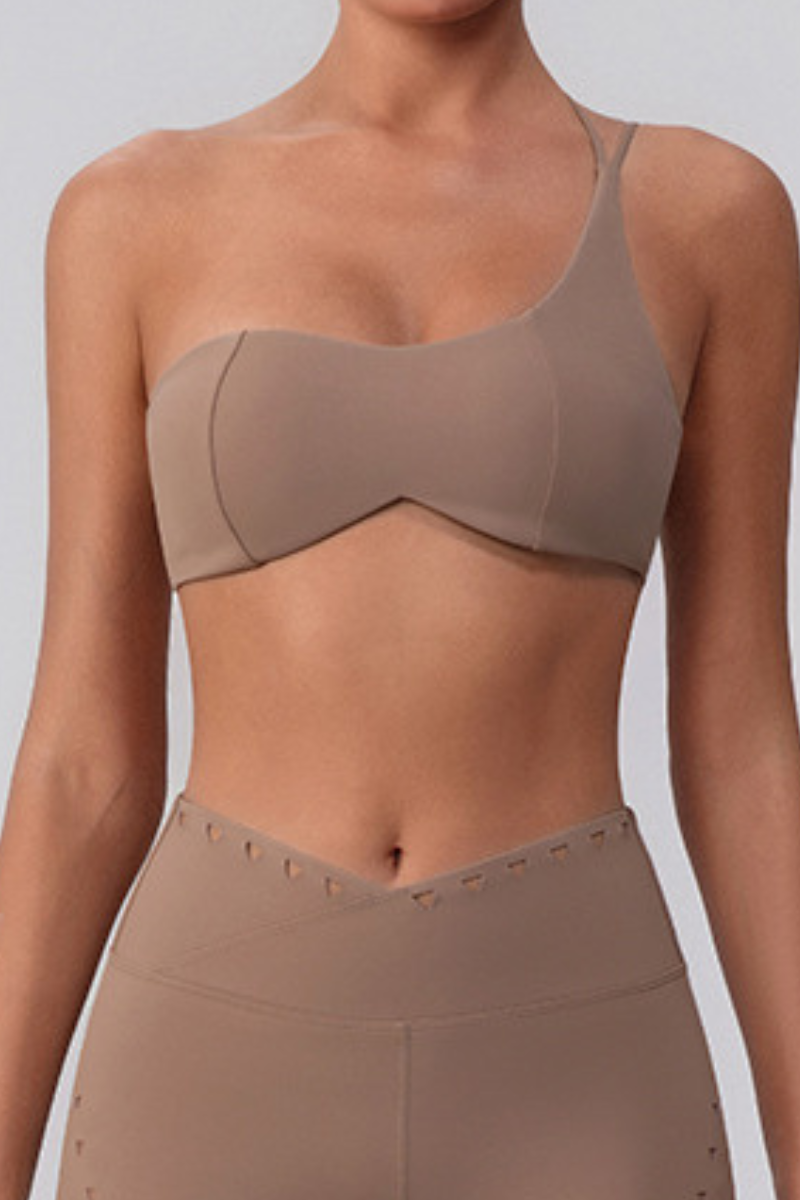 Women's Asymmetric One-Shoulder Naked Feel Sports Bra