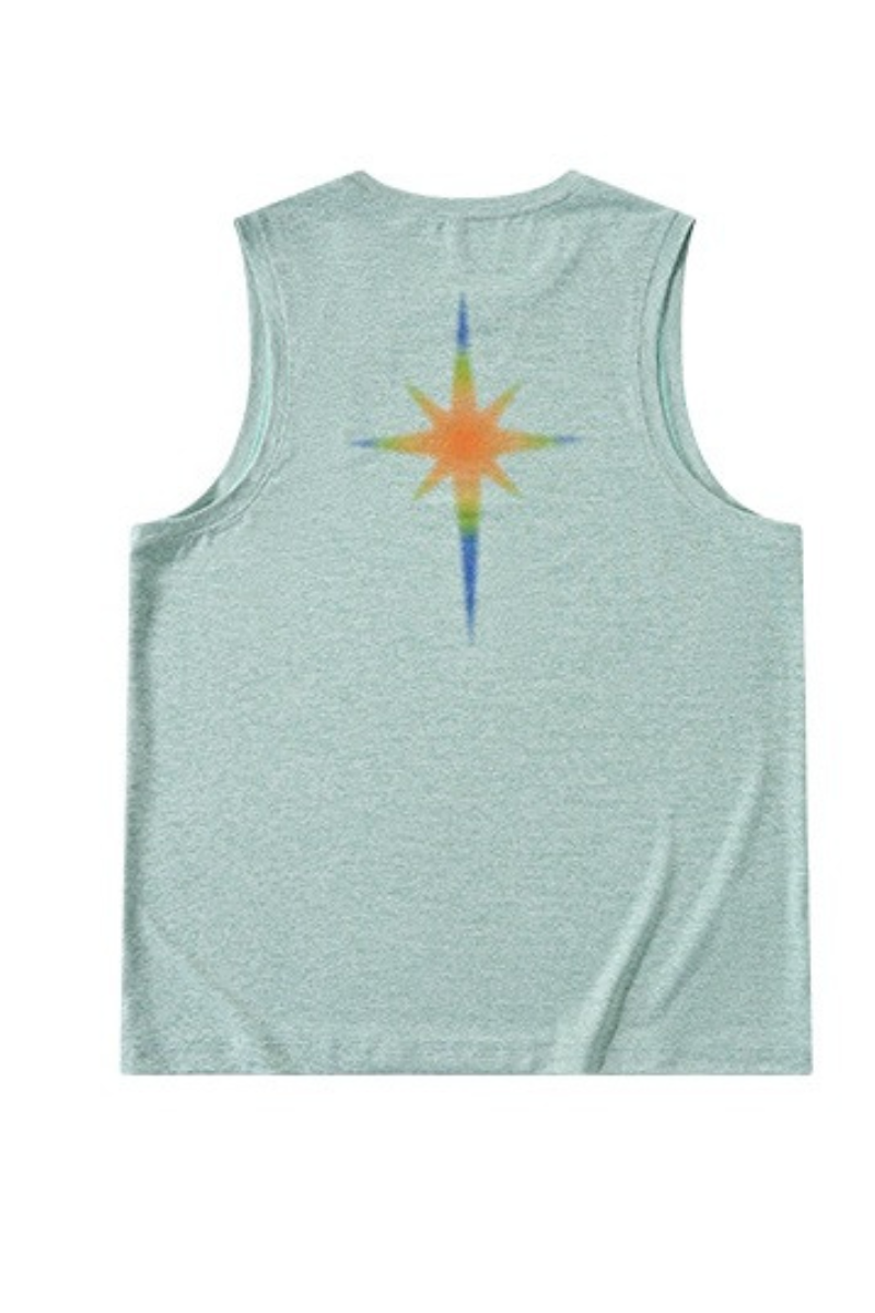 Men's Raglan Crew Neck Printed Quick Dry Athletic Tank Top