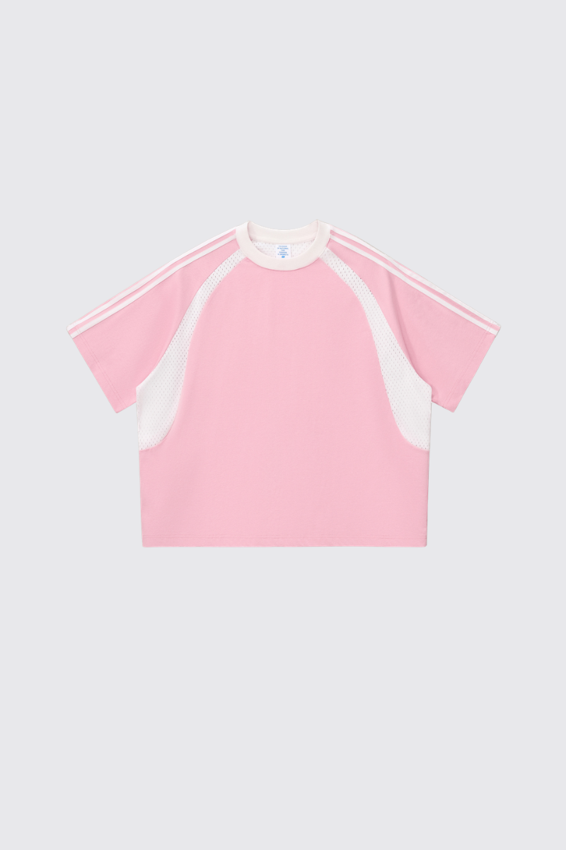 Women's 260g Cotton Mesh Stripe Patch Tee
