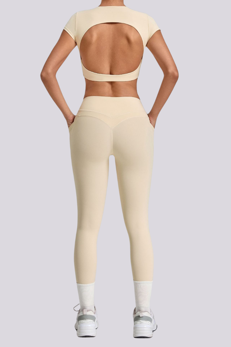 Women's Cut Out Cropped T-shirt And Leggings Yoga Sets