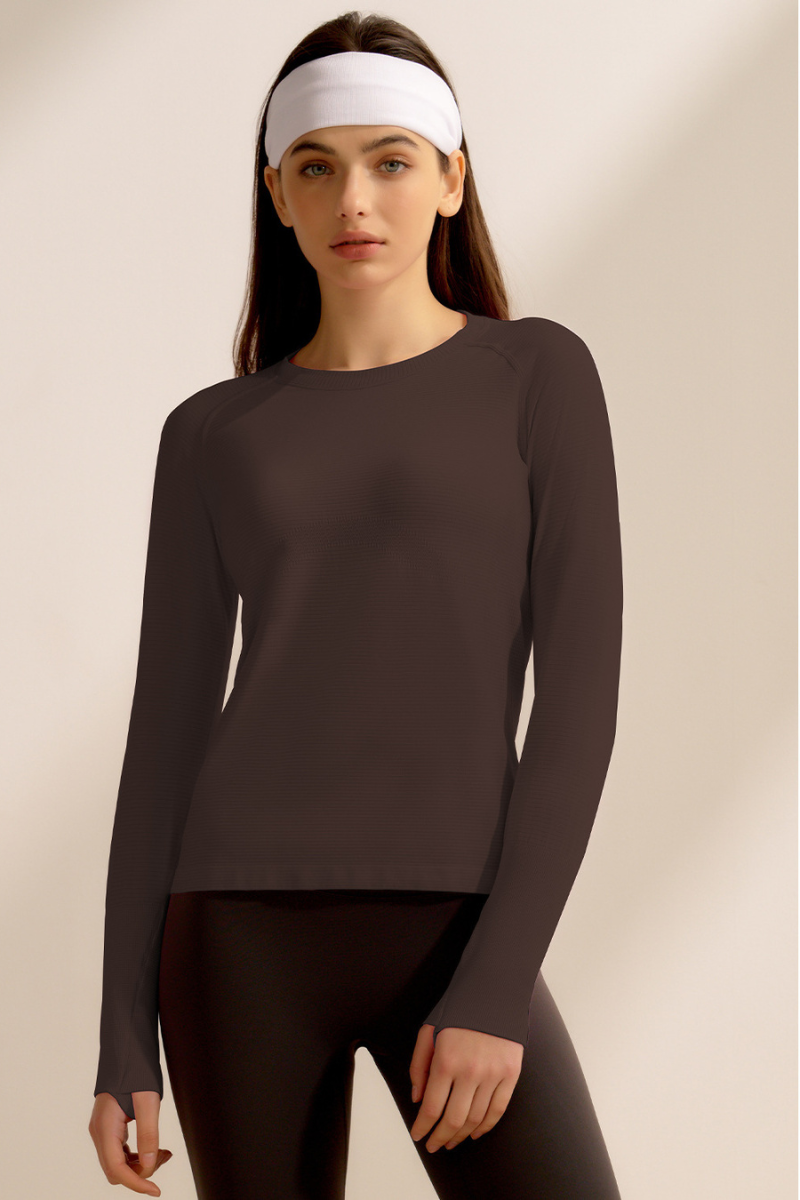 Women Spring Finger Cuffs Quick Dry Long Sleeve Sports Top