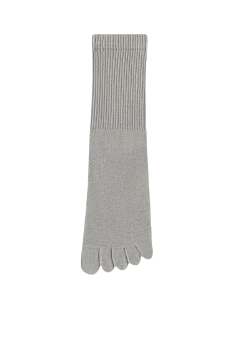 Men's Solid Color Toe Separator Cotton Crew Socks