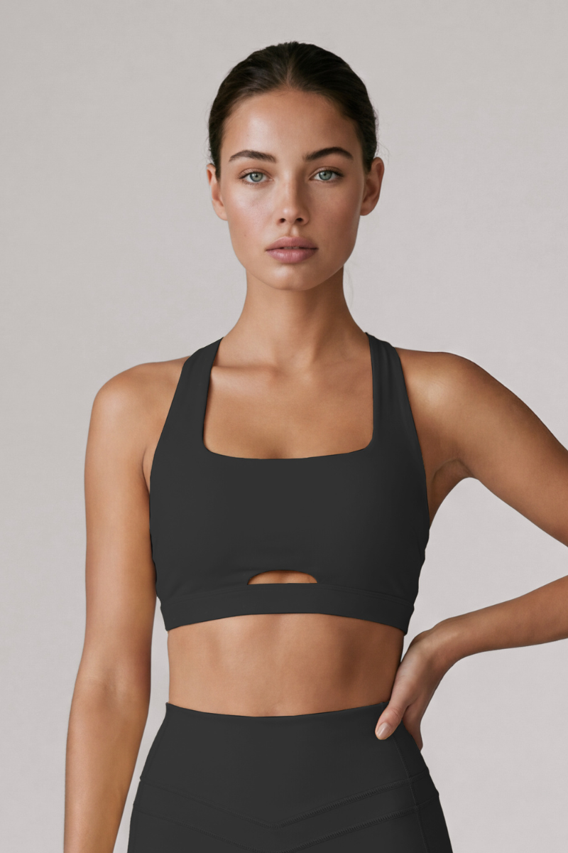 Women's Cutout Halterneck Hollow Back Solid Sports Bra