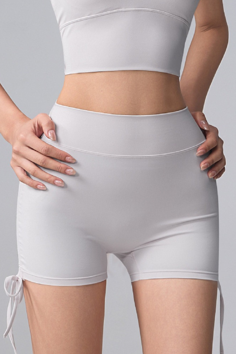 Women's High Waist Side Drawstring Yoga Workout Shorts