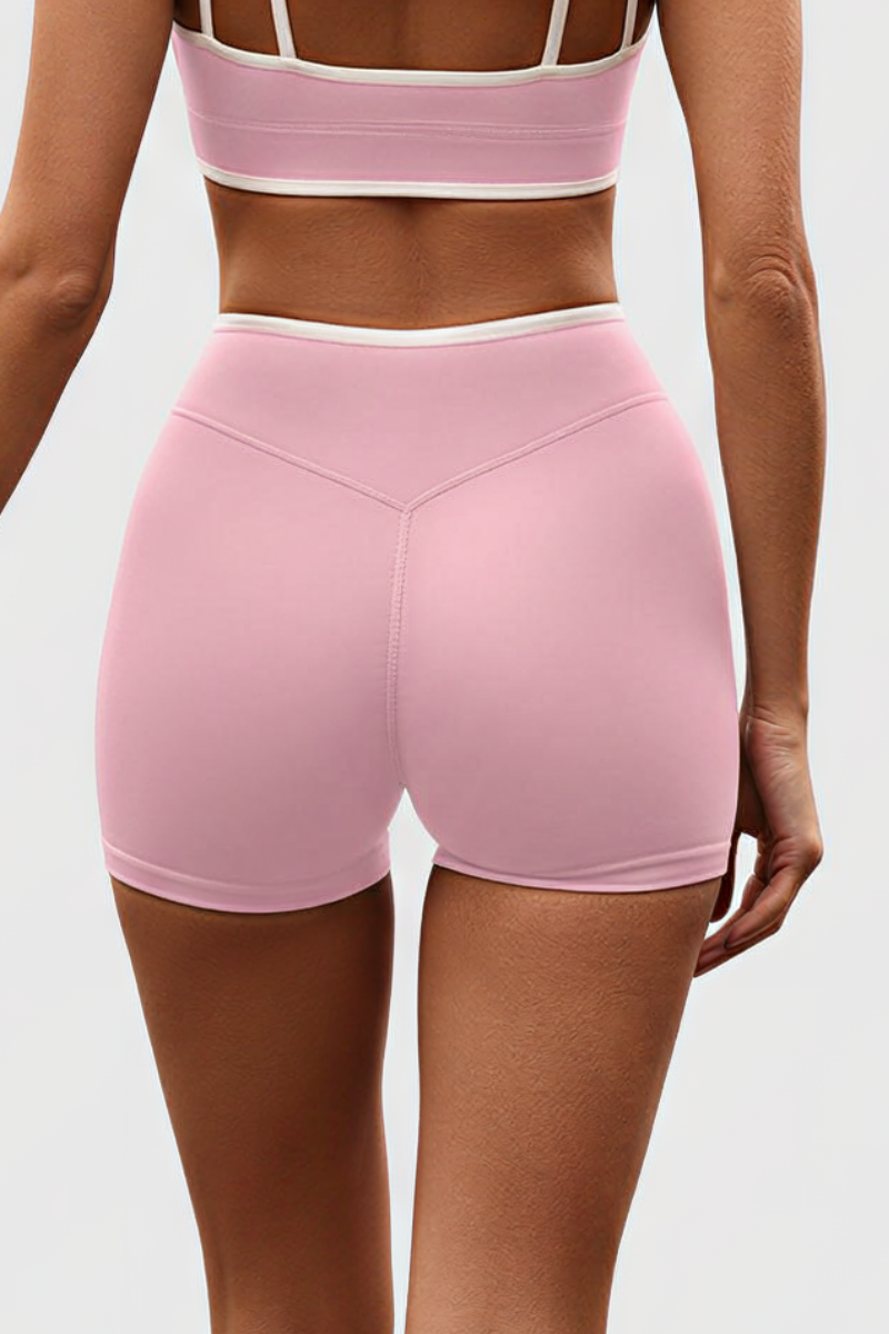 Women's Nude Mid-Waist Color Sports Shorts