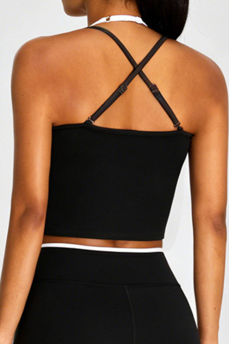 Women's Color-Block Cross-Back Padded Yoga Tank Top