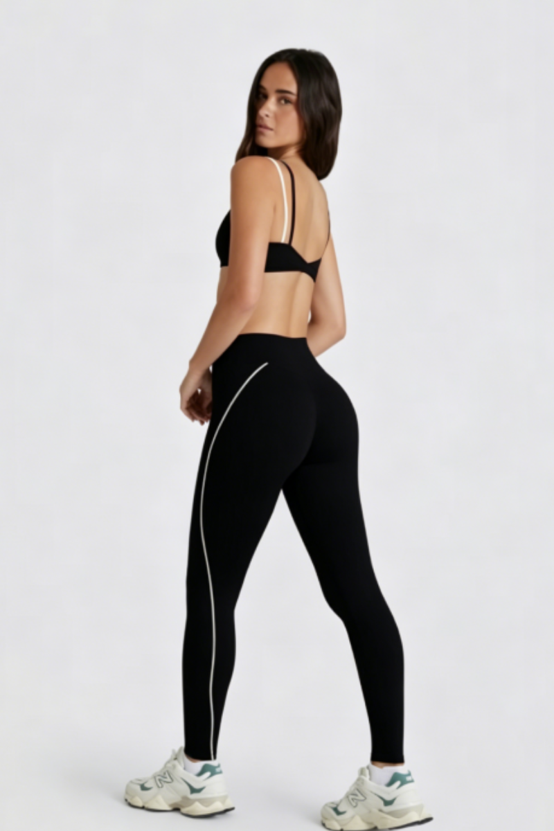 Women's Color Block Twist-Back Bra & Yoga Leggings Set