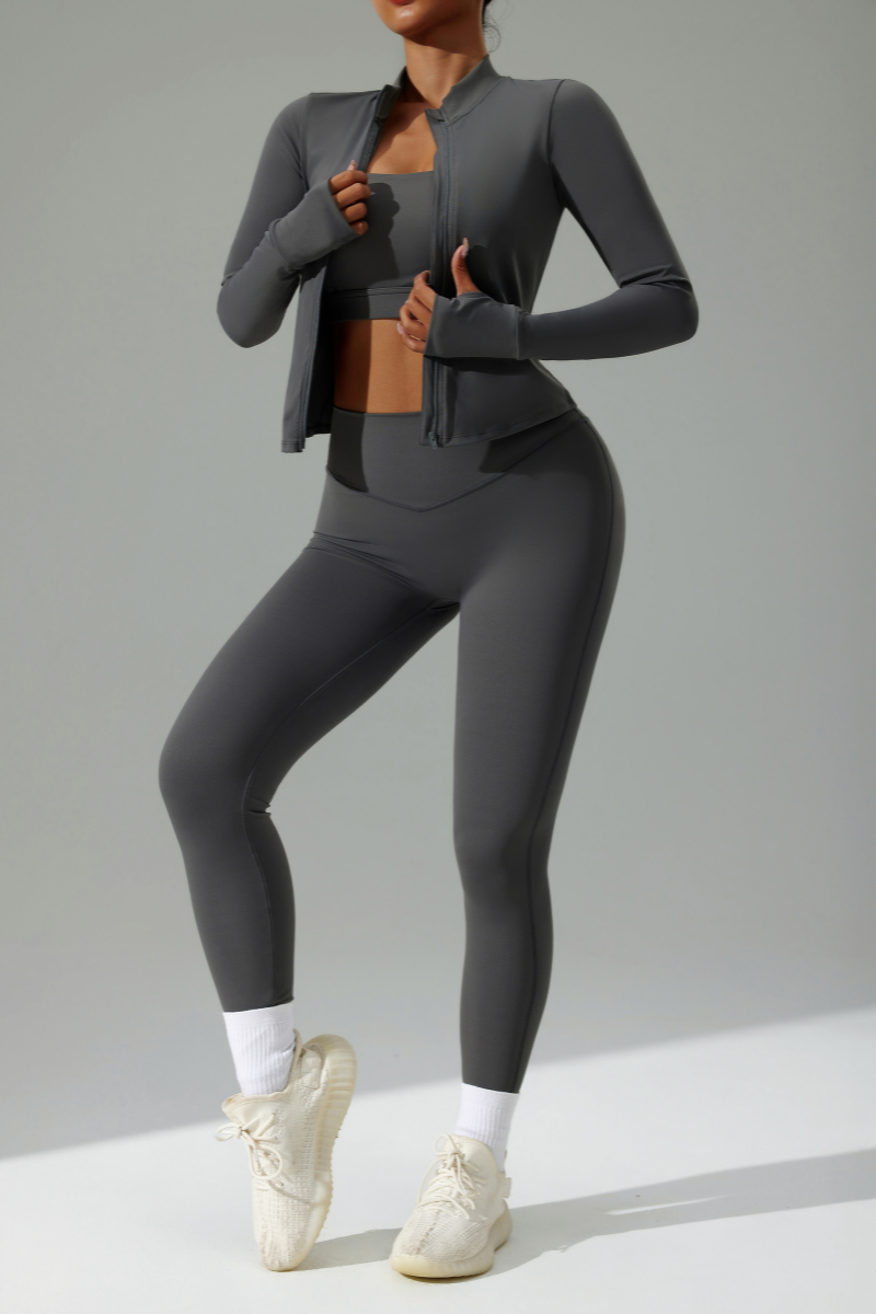 Women's 3-Piece Set :Jacket Sports Bra &Jacket & Leggings