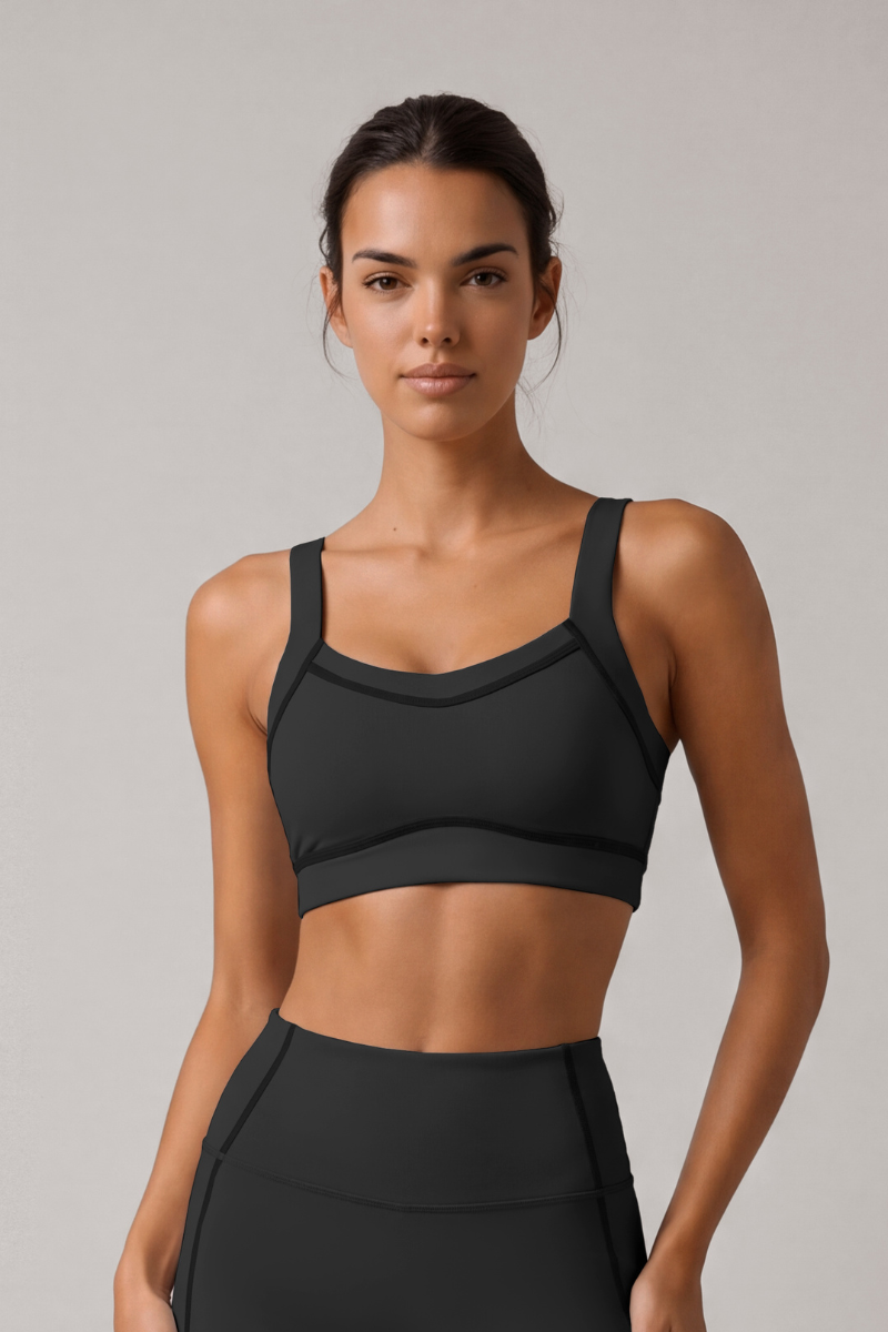Women's Athletic Nude-Feel High Stretch Wide Straps Bra