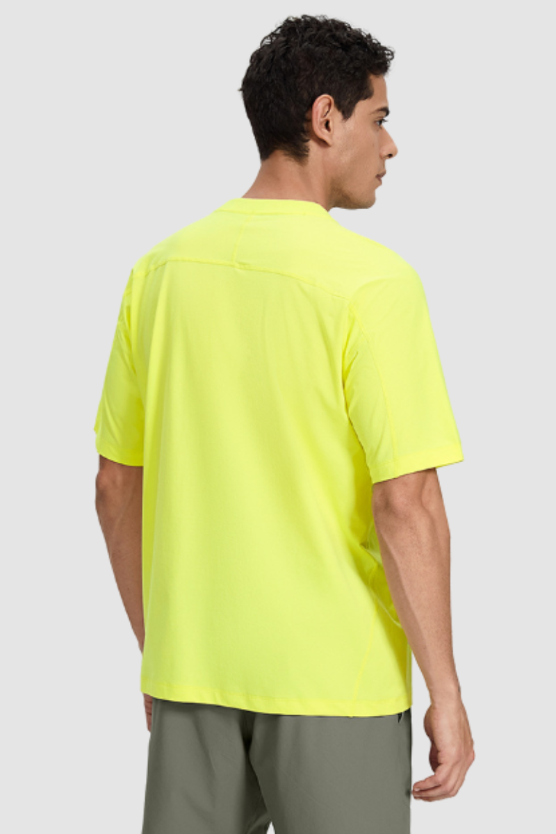 Men's Summer Round-Neck Zipper-Pocket Solid Sports Tee